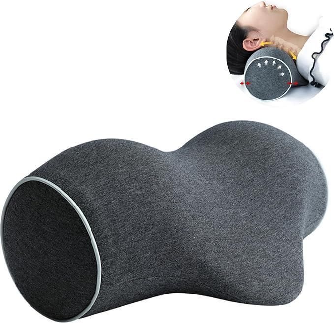 Memory Foam Cervical Roll Pillow Hard Round Bolster for Neck Pain Relief Travel