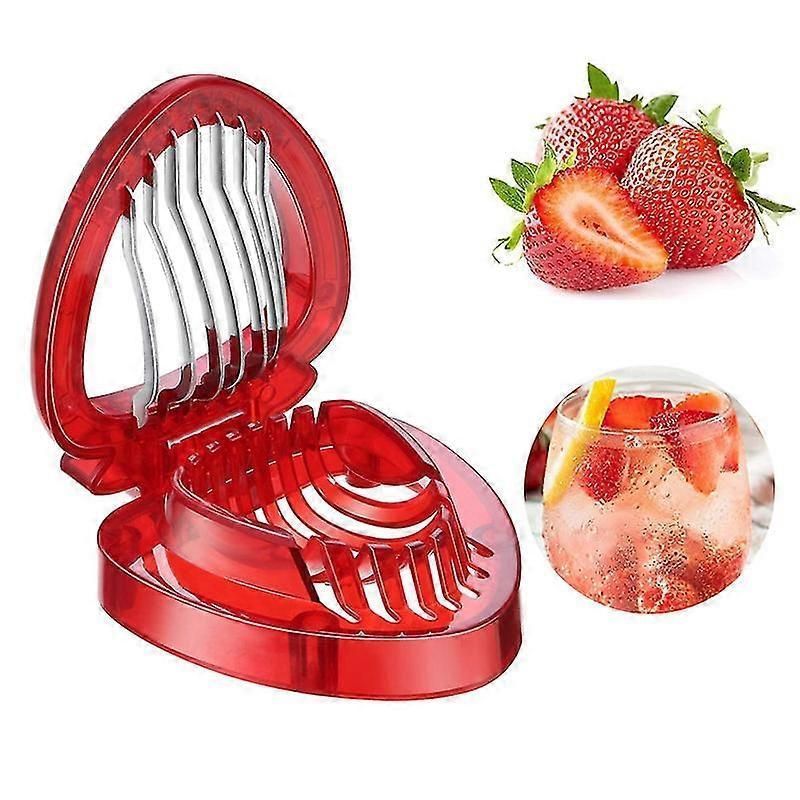 2pcs Stainless Steel Strawberry Slicers With 7 Blade Fruit Cutter