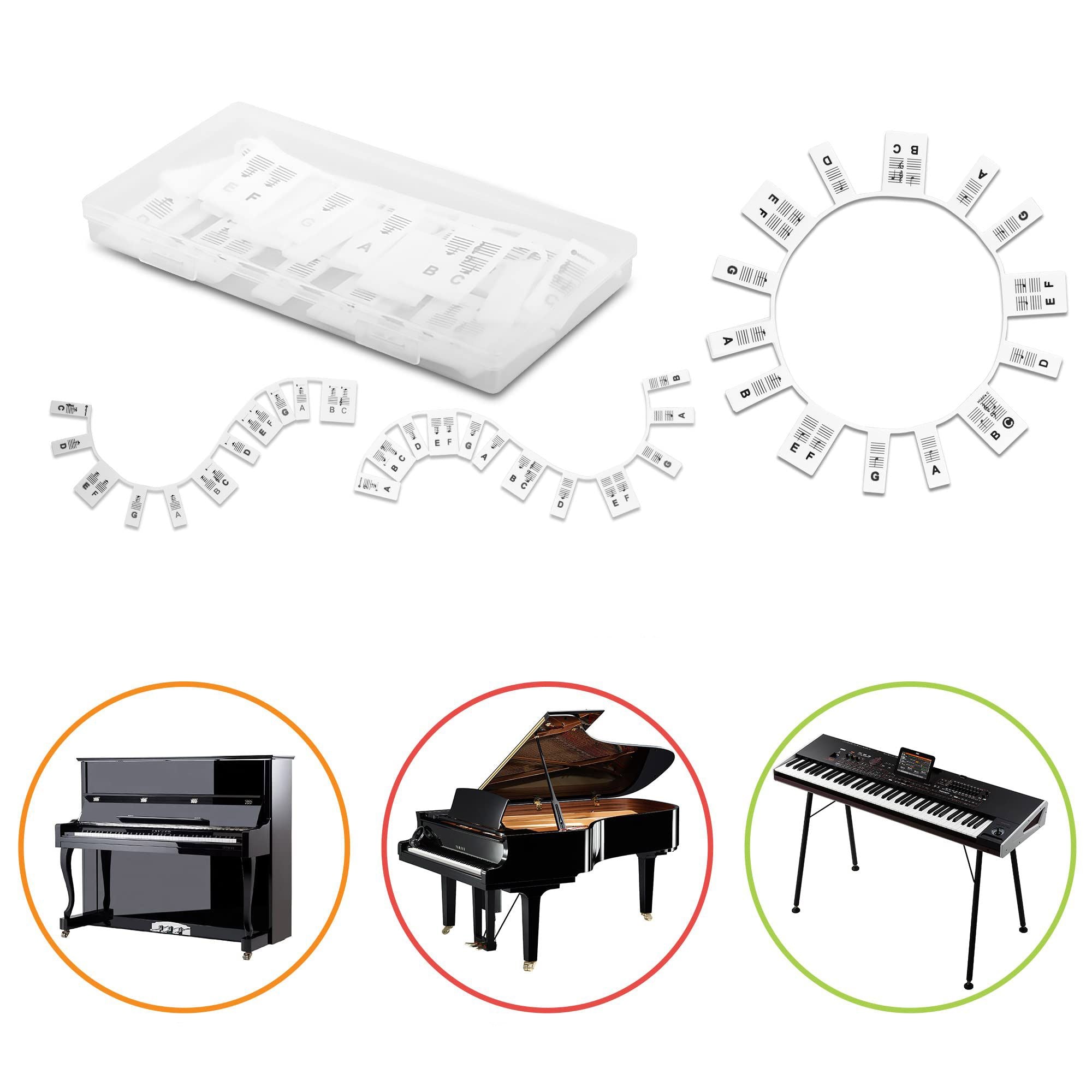 Piano Keyboard Note Labels Removable Silicone Piano Note Guide With Box