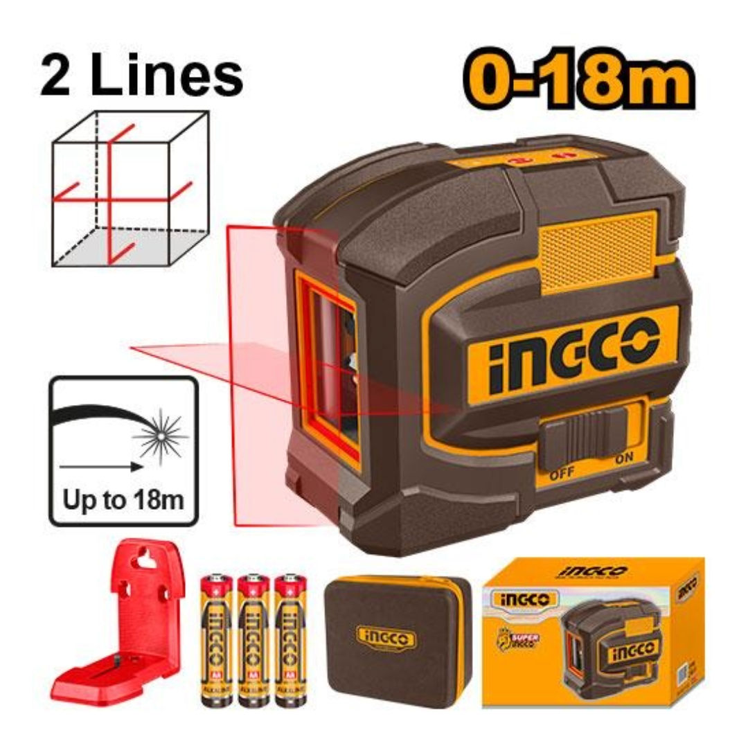 INGCO Self-Leveling Line Laser Red Laser Beam 0~15 m- 0~18m