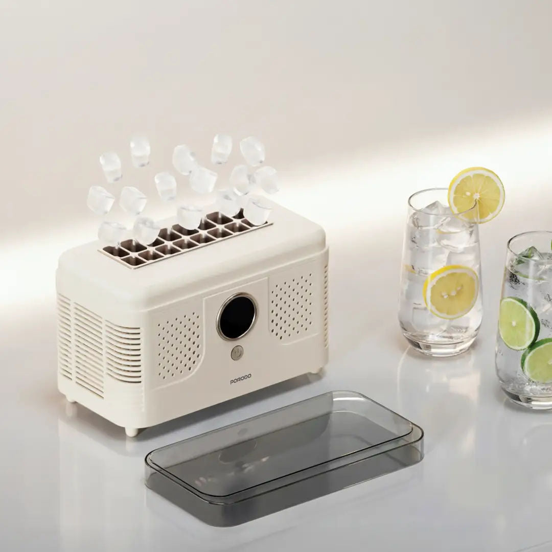 Porodo Lifestyle Frostiq Portable Ice Cube Maker, Beige