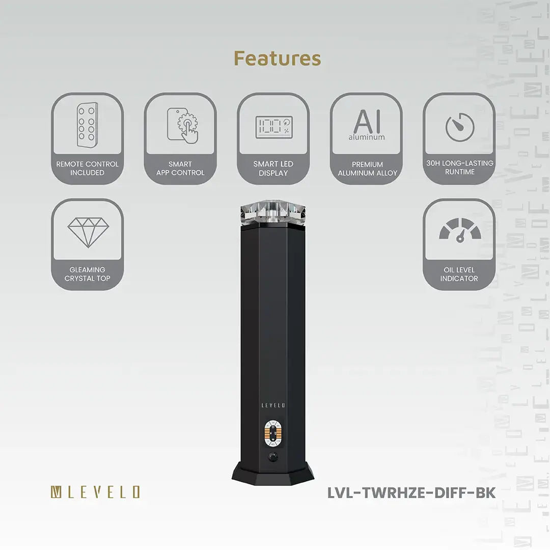 Levelo Ultrasonic Indoor Aroma Diffuser, Black