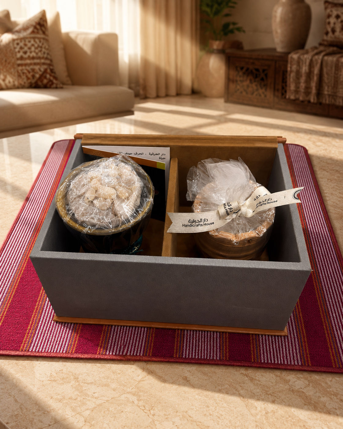 Frankincense Burner with Frankincense & Candle in Palm Box
