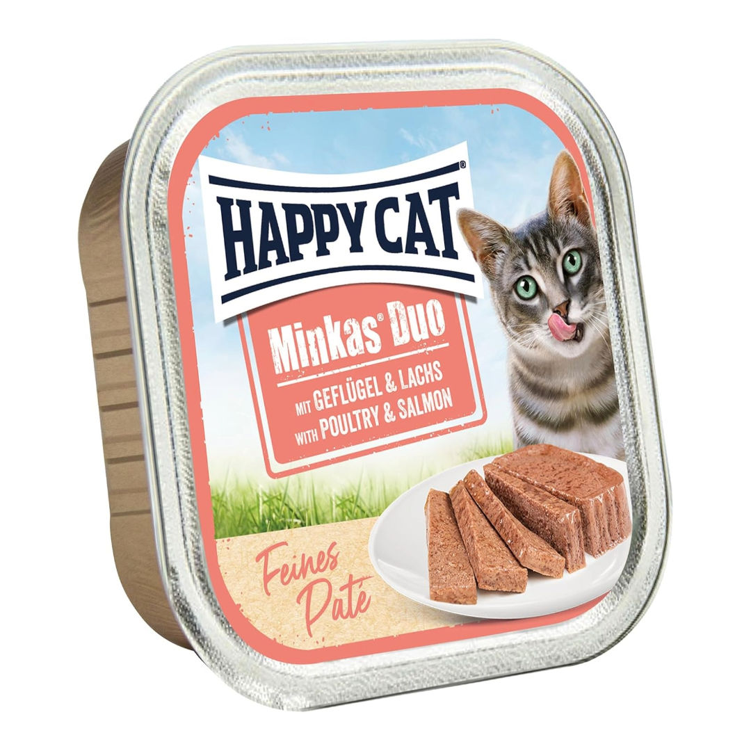 Happy Cat Minkas Duo Poultry & Salmon Wet Cat Food For Cats 1+ Year Old, 100gm