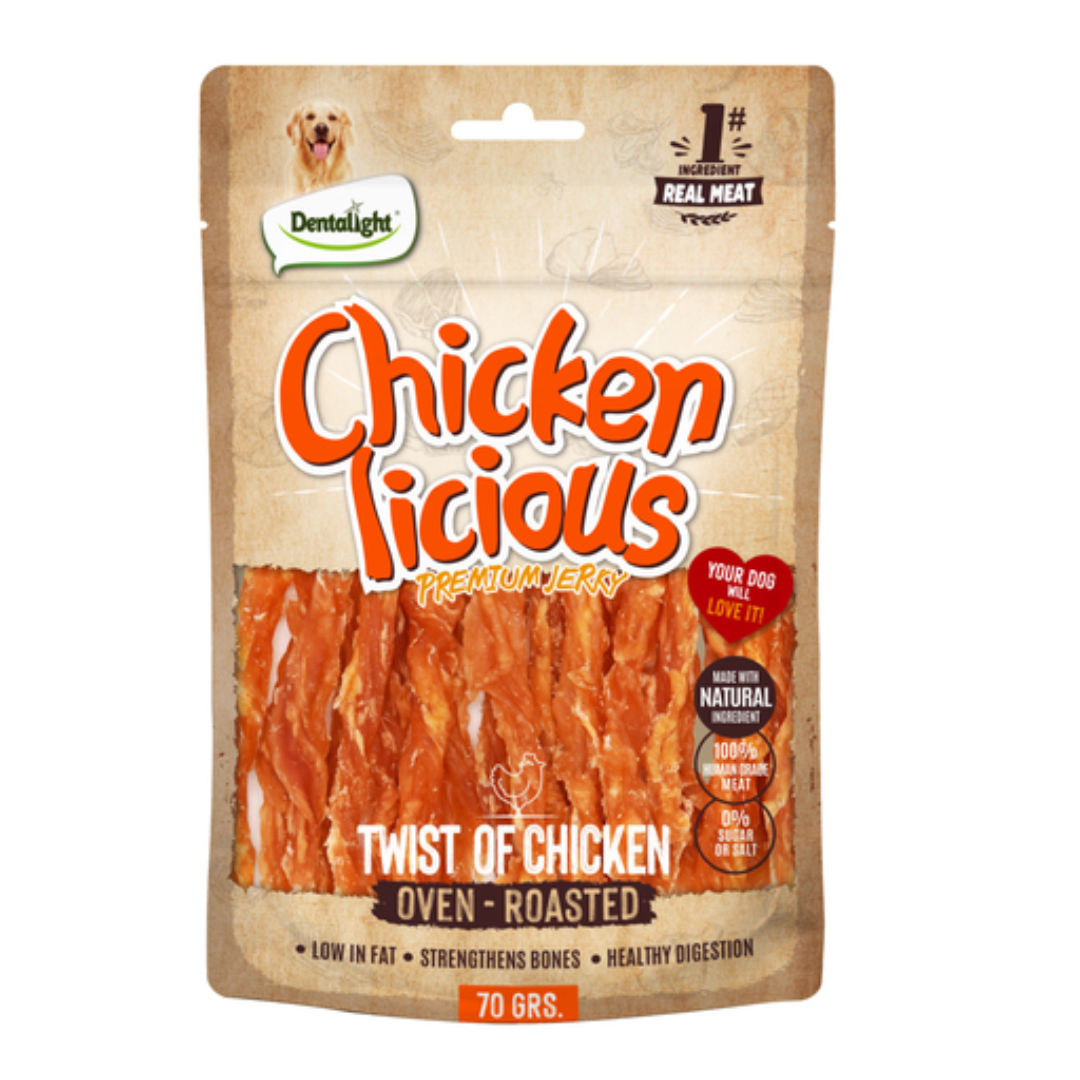 Dentalight Chicken Licious Jerky Treats For Dogs, 70gm