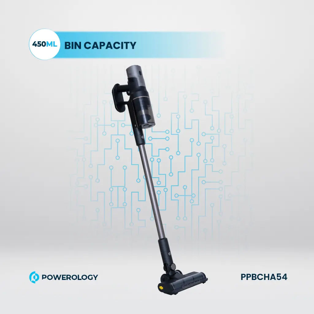 Powerology Cordless Vacuum Auto-Disposal Charging, 400W Motor, Black