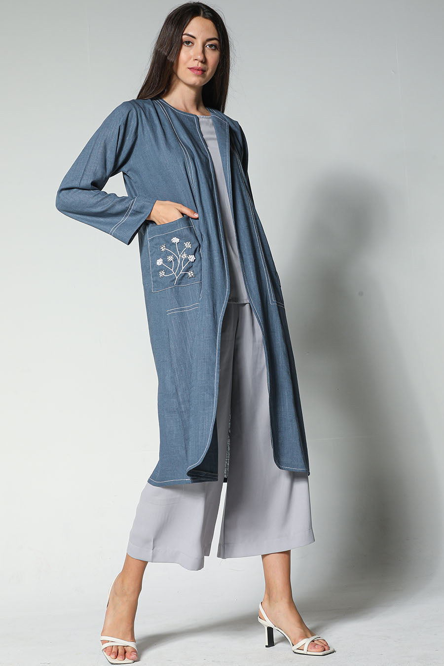 MOiSTREET Linen Fabric With Crepe Top And Pants
