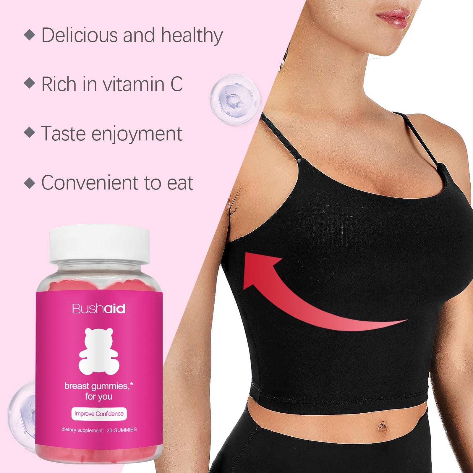 Boost Your Body Care with Delicious Breast Enhancement Gummies, Energy & Confidence ,30pcs