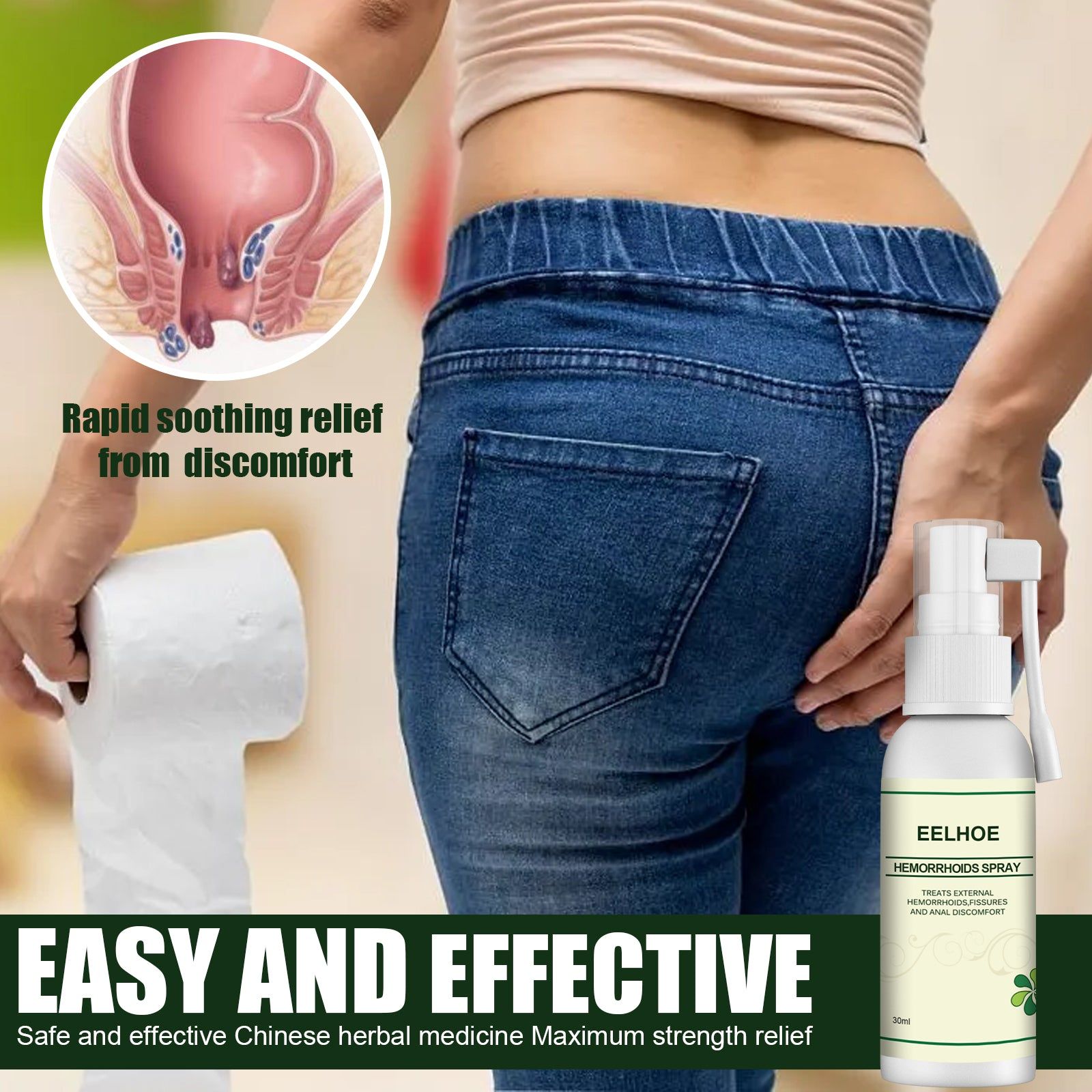 Body Care Spray for Anal Relief, Gentle Moisturizer, Soothes & Comforts Daily ,30ml