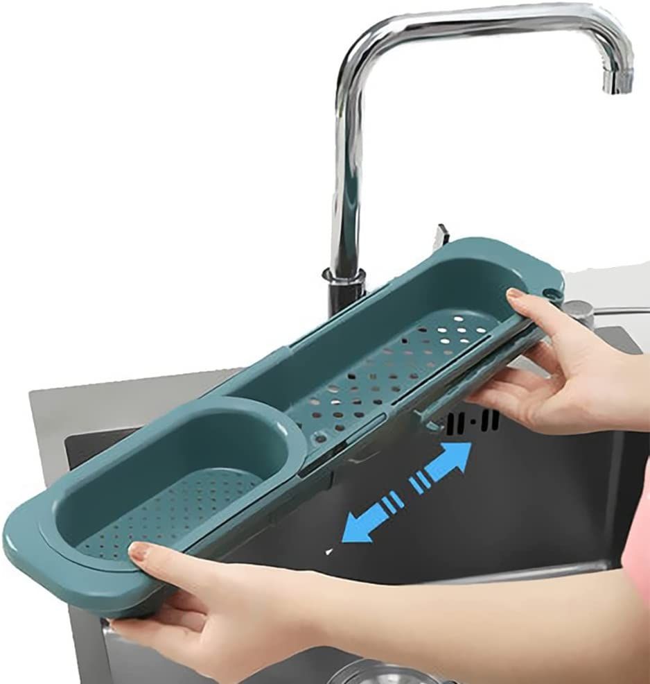 Kitchen Sink Holder Storage Basket Telescopic Drain Rack Dishwashing Filter Sponge Organizer