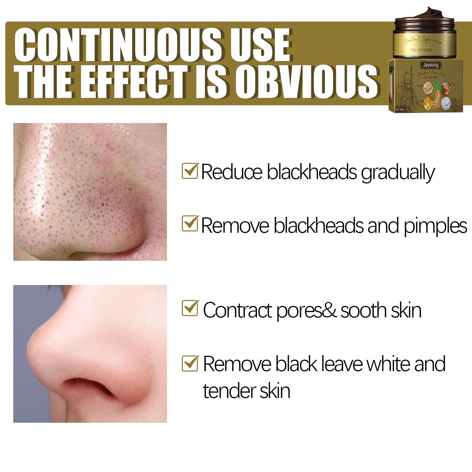 Clear Pores Blackhead Remover Mask, Hydrating Peel for Clean Skin, Pore Shrink ,80g