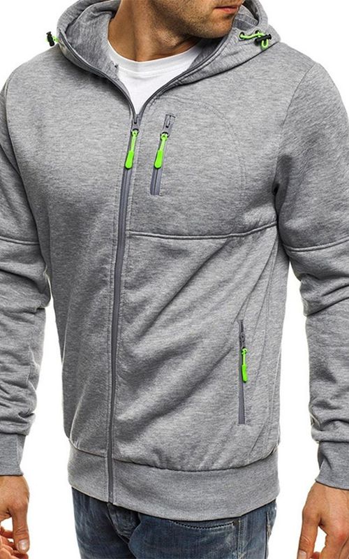 Men Zip Training Jacket Gym Hooded Long Sleeve Sweatshirt Gym Top Autumn Winter Coat