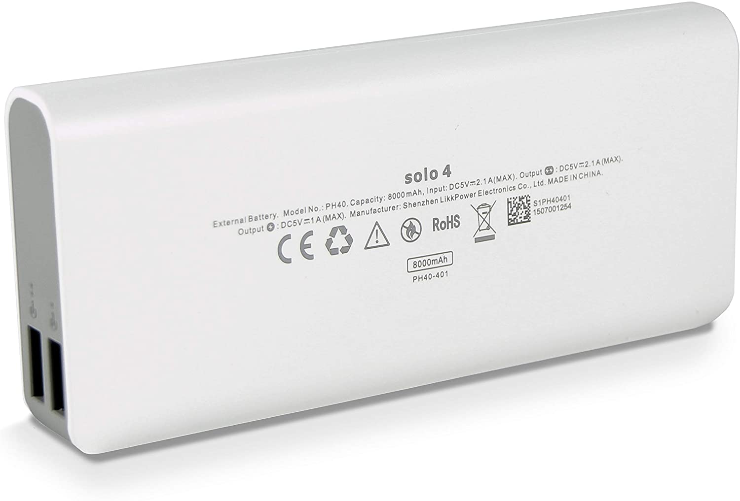 حزمة ROMOSS SOLO4 1+1 8000 mAh Powerbank - أبيض