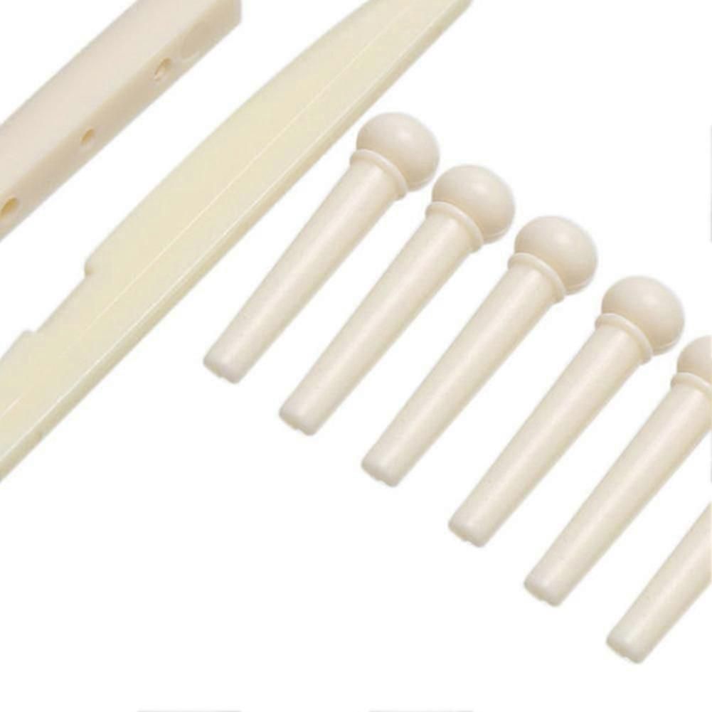 Durable 6-string Acoustic Guitar Bridge Saddle Nut With 6 Pcs Bridge Pins Set