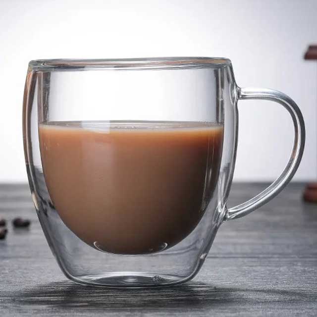 Double Layer Glass Cup with Handle - Insulated Coffee, Tea, and Beverage Mug for Hot & Cold Drinks