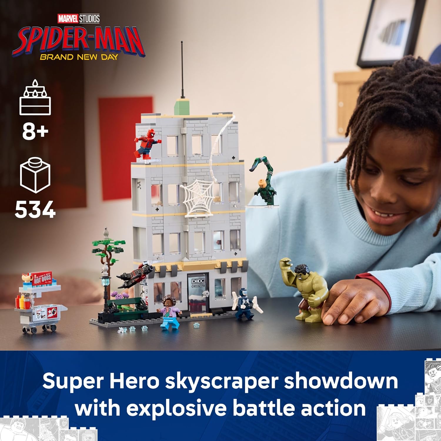 LEGO Marvel Spider-Man vs Hulk Epic Clash Building Set, 534 Pieces, For Age 8+ Years
