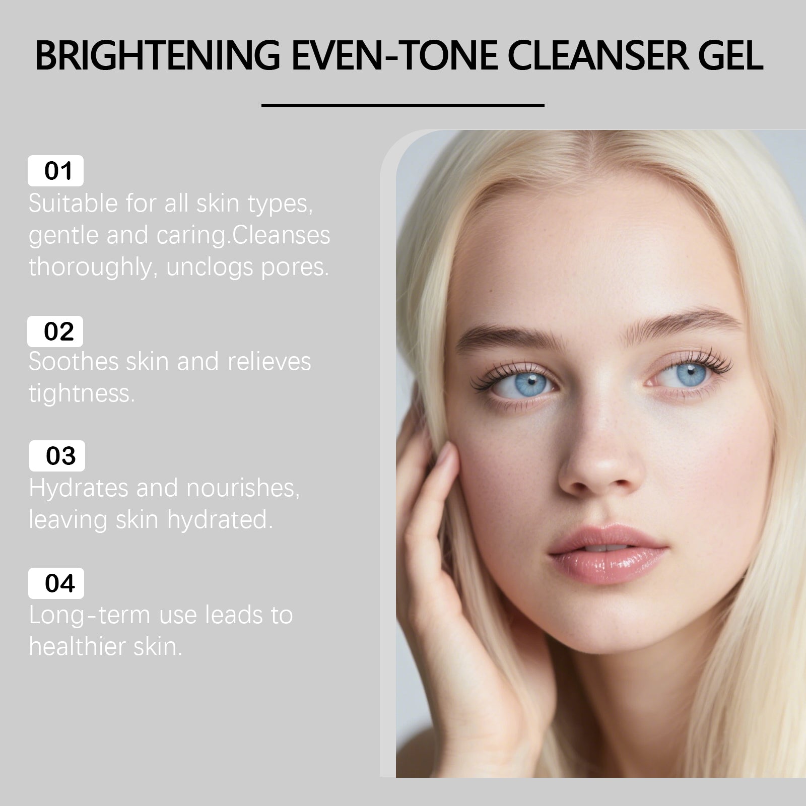 Cleansing Gel for Balanced Water and Oil, Gentle Foaming, Clear Pores, Radiant Skin ,100ml