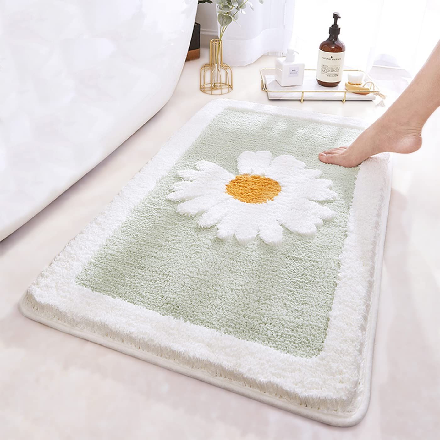 AIESY® Micro-Poly Shaggy Leaf Shape Multi-Purpose Door Mat for Home