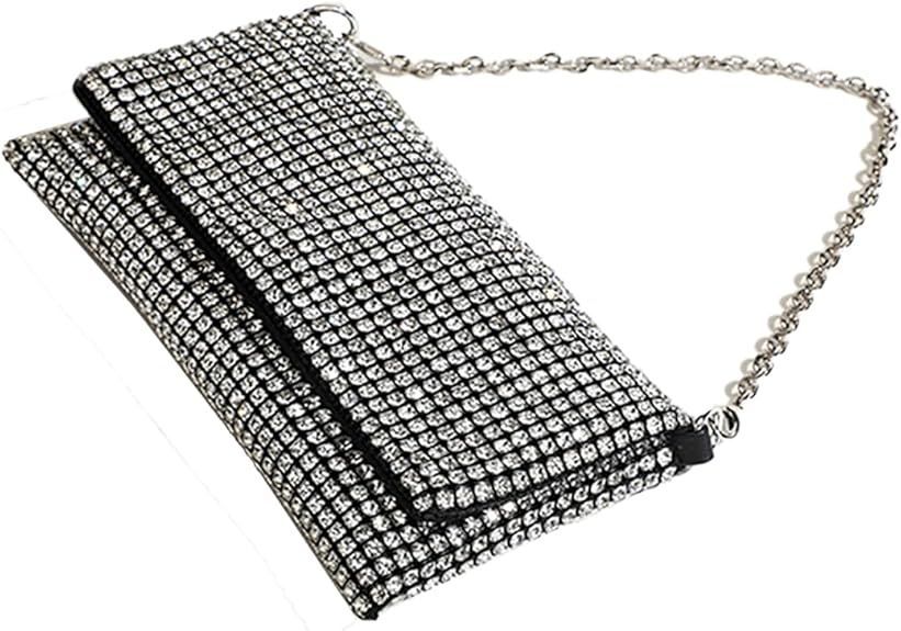 Women Rhinestone Evening Bag Handbag Bling Sequin Purse Sparkly Shoulder Bag for Party