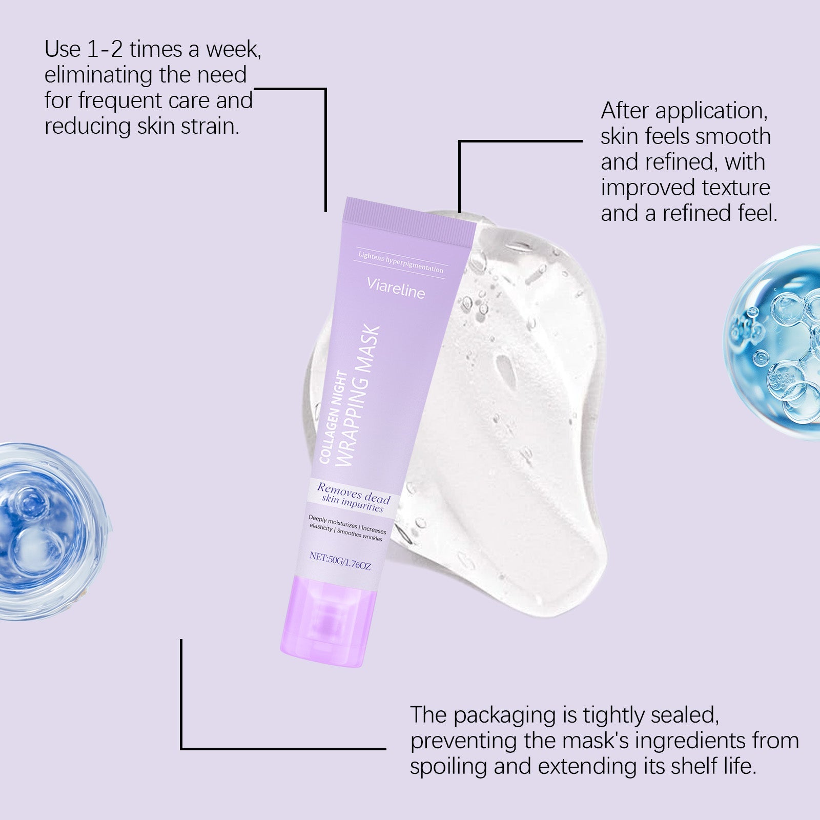 Collagen Peel-Off Mask, Hydrating Moisture, Skin Elasticity, Clear & Smooth ,50g