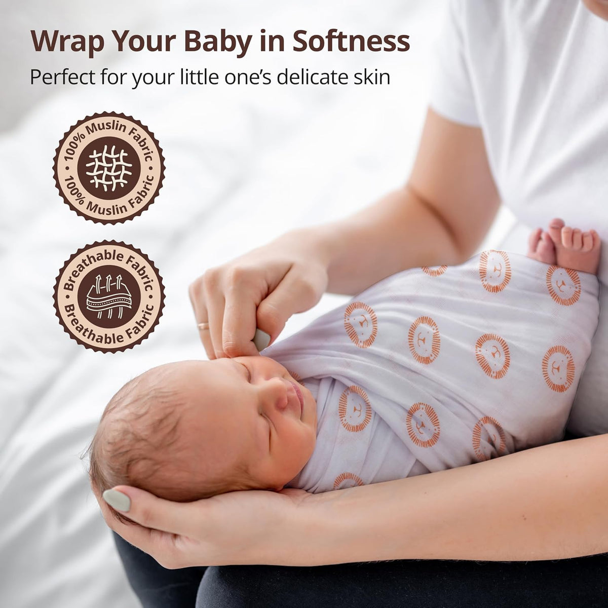 Luv Lap - Muslin Swaddle Set of 3 - Elephant Squirral