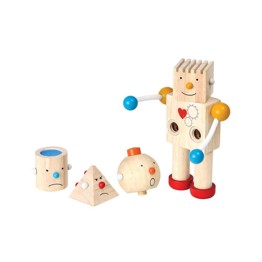 PlanToys Build-A-Robot — لعبة بناء روبوت خشبية