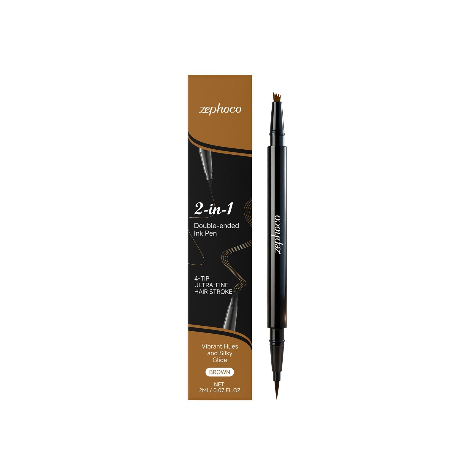 Brown 2-in-1 Eyebrow Pencil, Natural, Smudge-Proof, Easy to Use, Perfect for Flawless Brows ,2ml