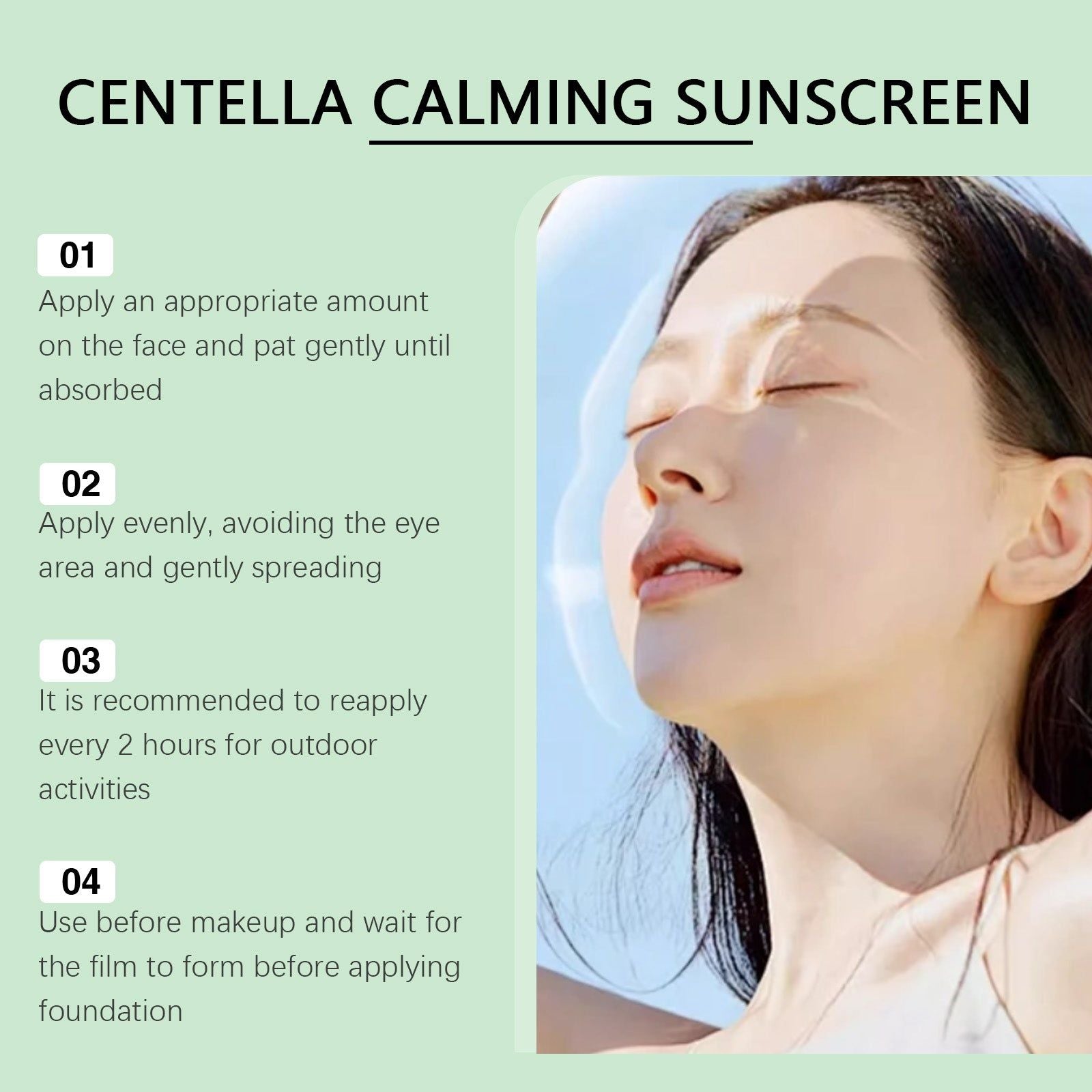 Centella Asiatica Facial Cream, SPF 50, Broad Spectrum, Gentle, Moisturizing, Summer Skin Protection ,50g