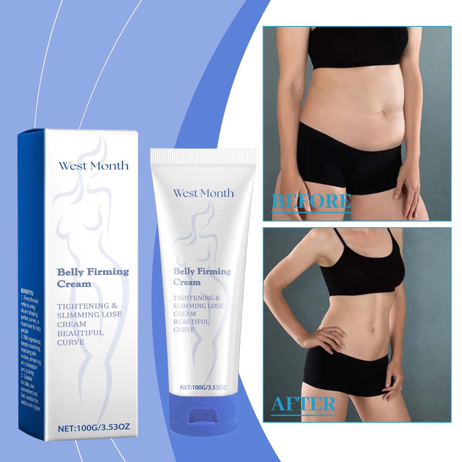 Achieve Slimmer Curves with Body Firming Lactic Acid, Skin Tightening, Fat Burning, Easy Daily Care ,100g