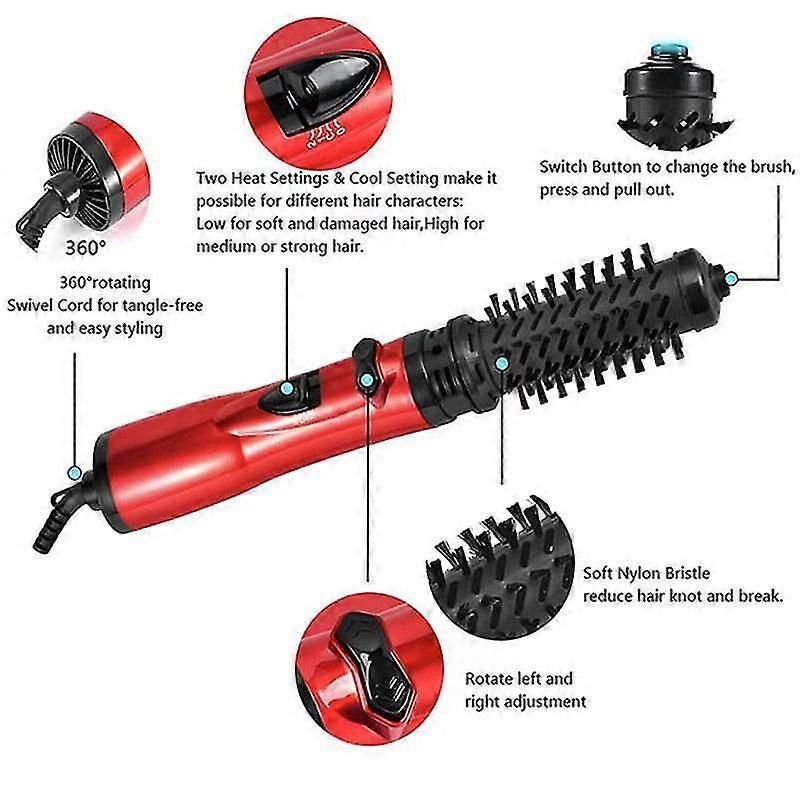 3-in-1 Hot Air Styler & 360° Rotating Hair Dryer - Curling & Straightening Brush with Ionic Technology for Frizz Control