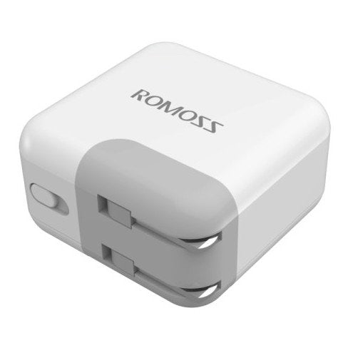 شاحن ROMOSS ICHARGER 12S مزدوج USB أبيض مع قابس بريطاني