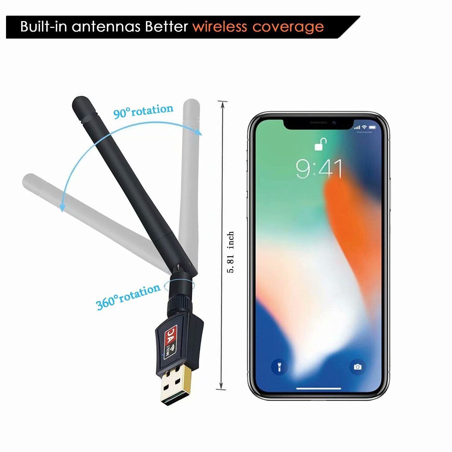 600 Mbps Wireless USB Adapter Dongle Dual Band Network LAN Card Wifi Adapter