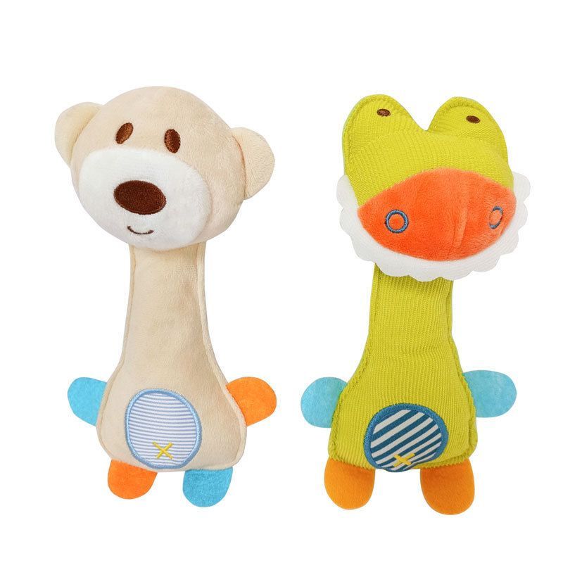 5 Pack Baby Rattle Toy Cartoon Animal Plush Doll Soft Soothing Sensory Toy for Newborns