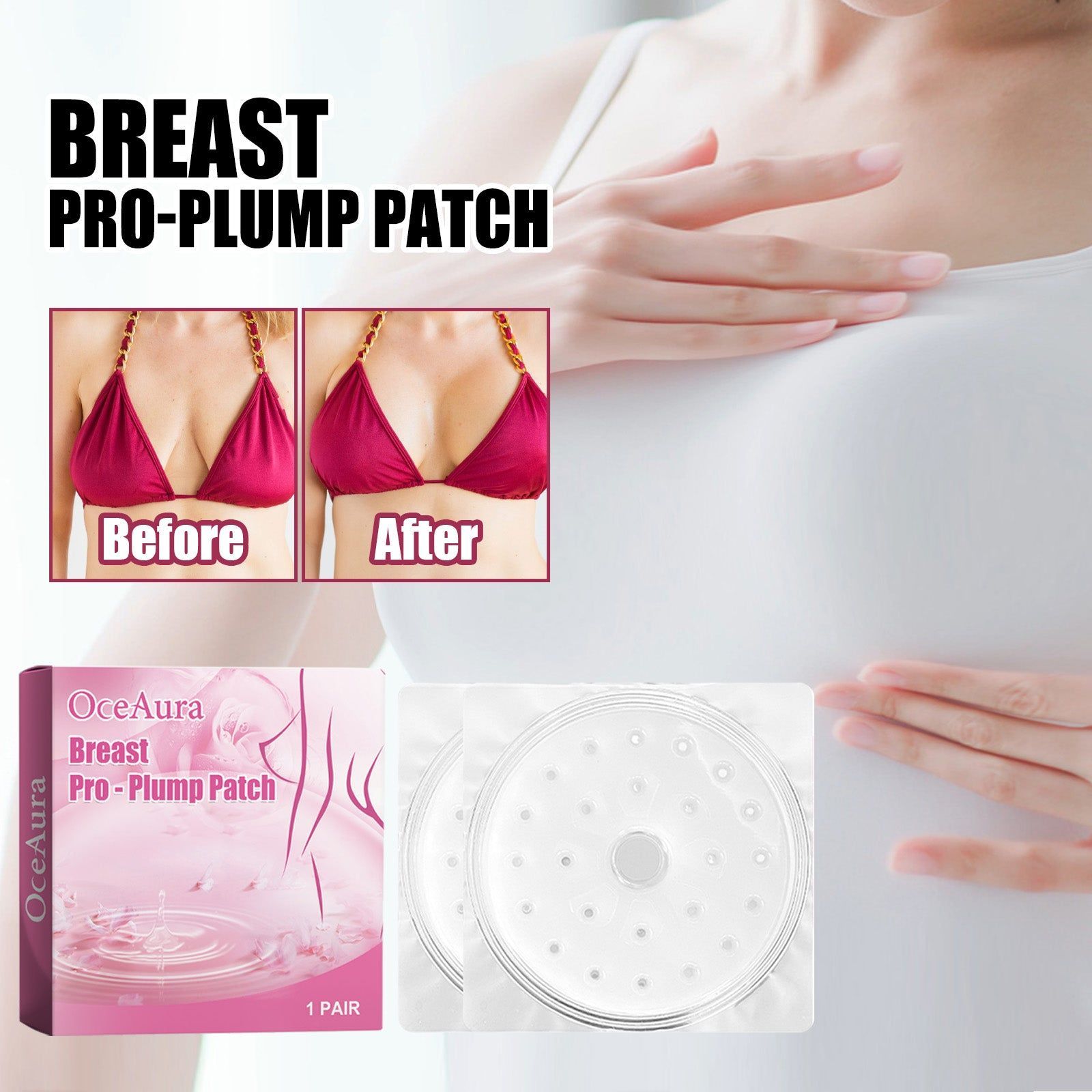 Breast Pro-Plump Patch, Chest Care, Firming, Anti-Sagging, Moisturizing, Natural Enhancement ,1pair