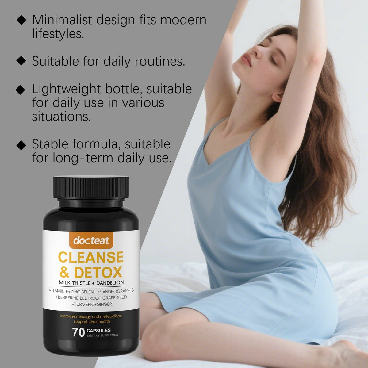 Boost Liver Health and Body Care, Natural Milk Thistle Support Capsules for Slimming and Detox ,70 capsules