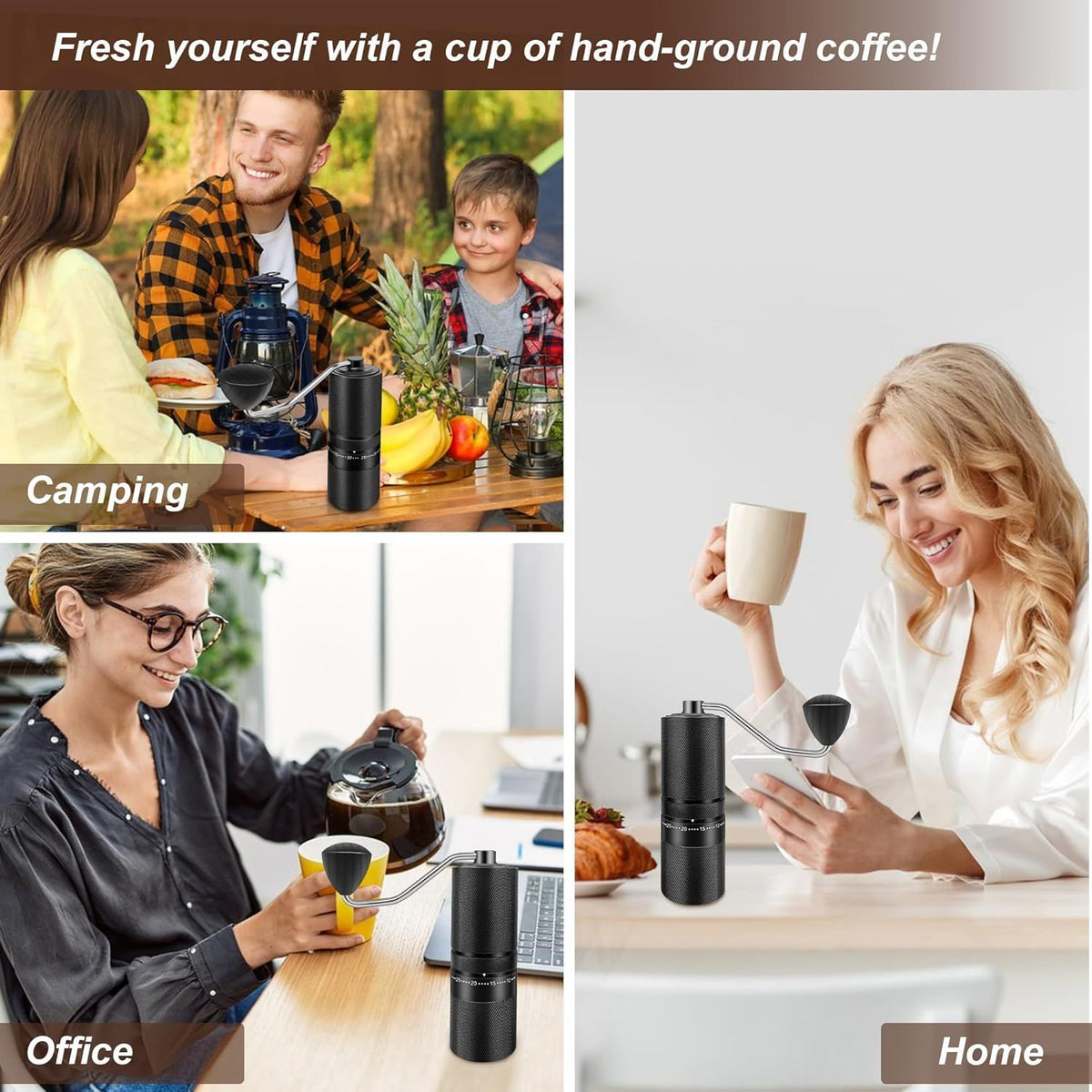 Manual Coffee Grinder Hand Burr Coffee Bean Grinder with Handle Crank