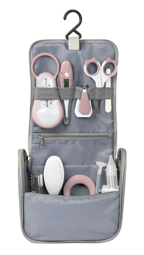 Beaba Hanging Toiletry Pouch With 9 Accessories Pink