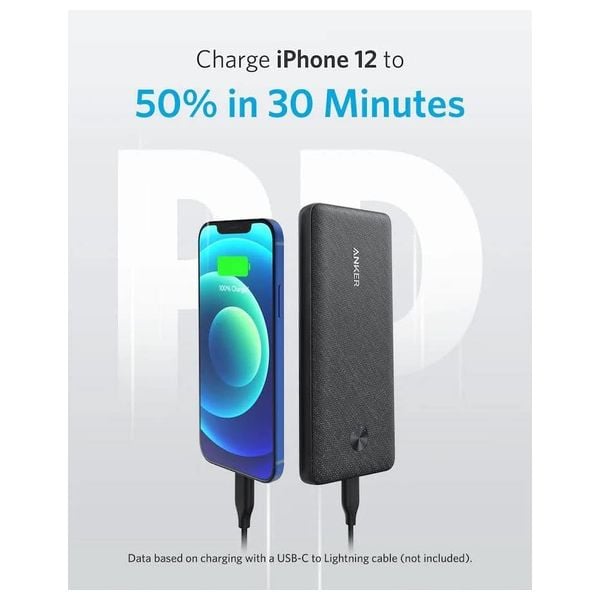 Anker PowerCore III 10000mAh PD 20W Power Bank, Fabric Black