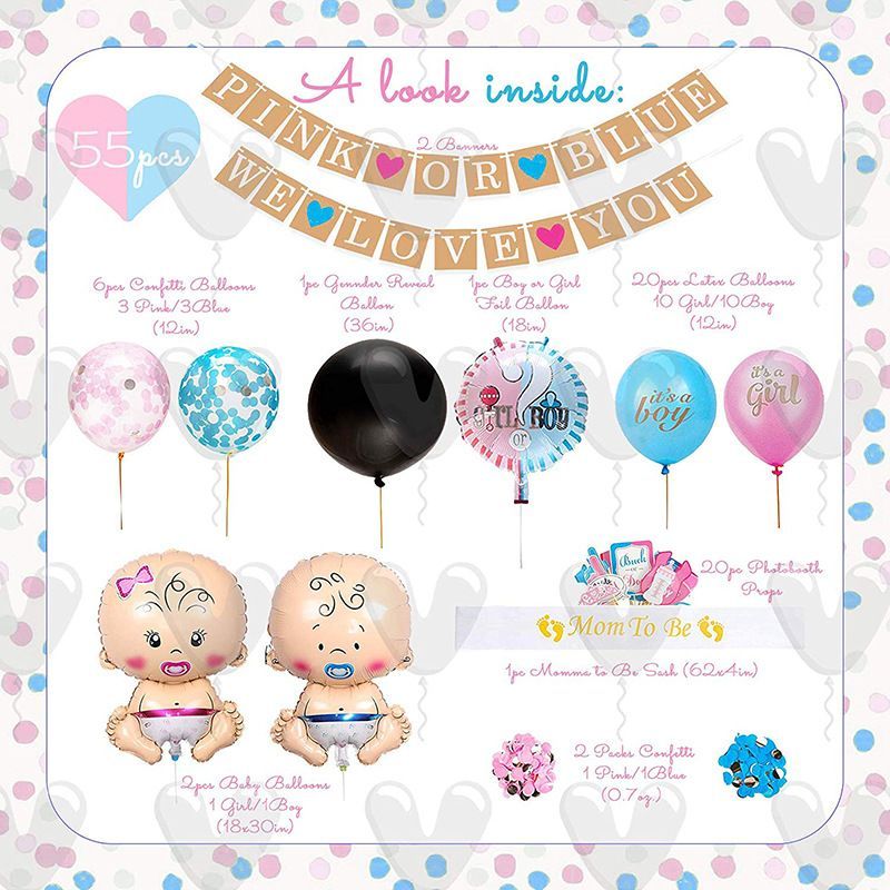 Gender Reveal Decorations Baby Boy Or Girl Gender Reveal Party Supplies Kit