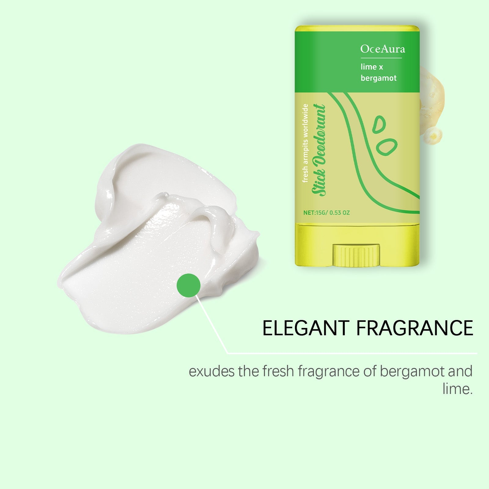 Bergamot Body Stick, Natural Deodorant, Odor Removal, Skin Nourishing, Fresh Fragrance ,15g
