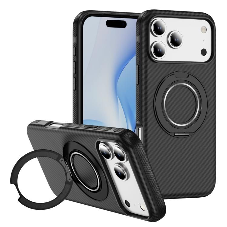 For iPhone 18 Pro Max / iPhone 17 Pro Max Carbon Fiber Gear Holder C Type MagSafe Phone Case