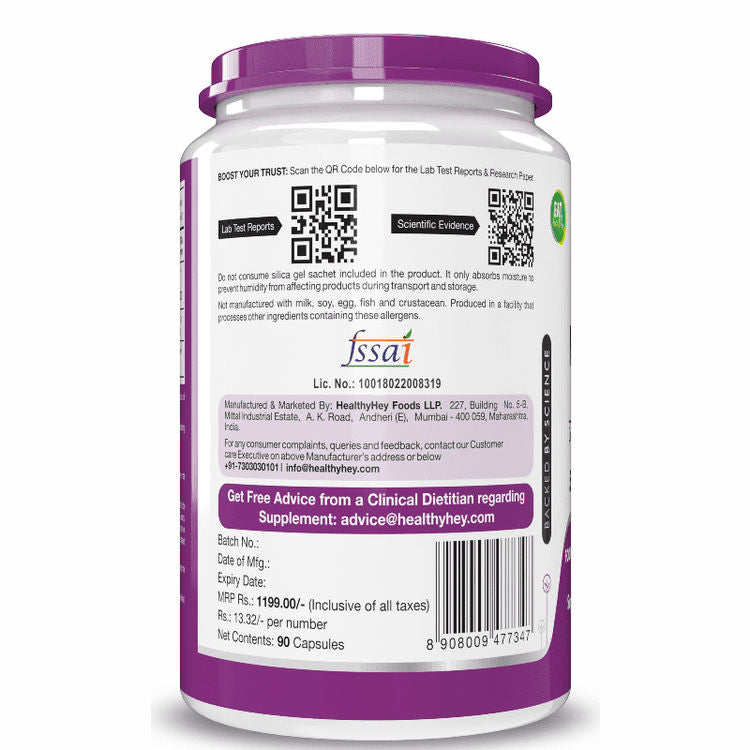 HealthyHey Nutrition High absorption magnesium glycinate 550 mg 300 vegatable capsules