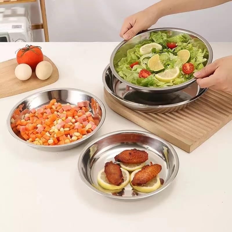 6 Stainless Steel Lightweight Dinner Plates Unbreakable Design