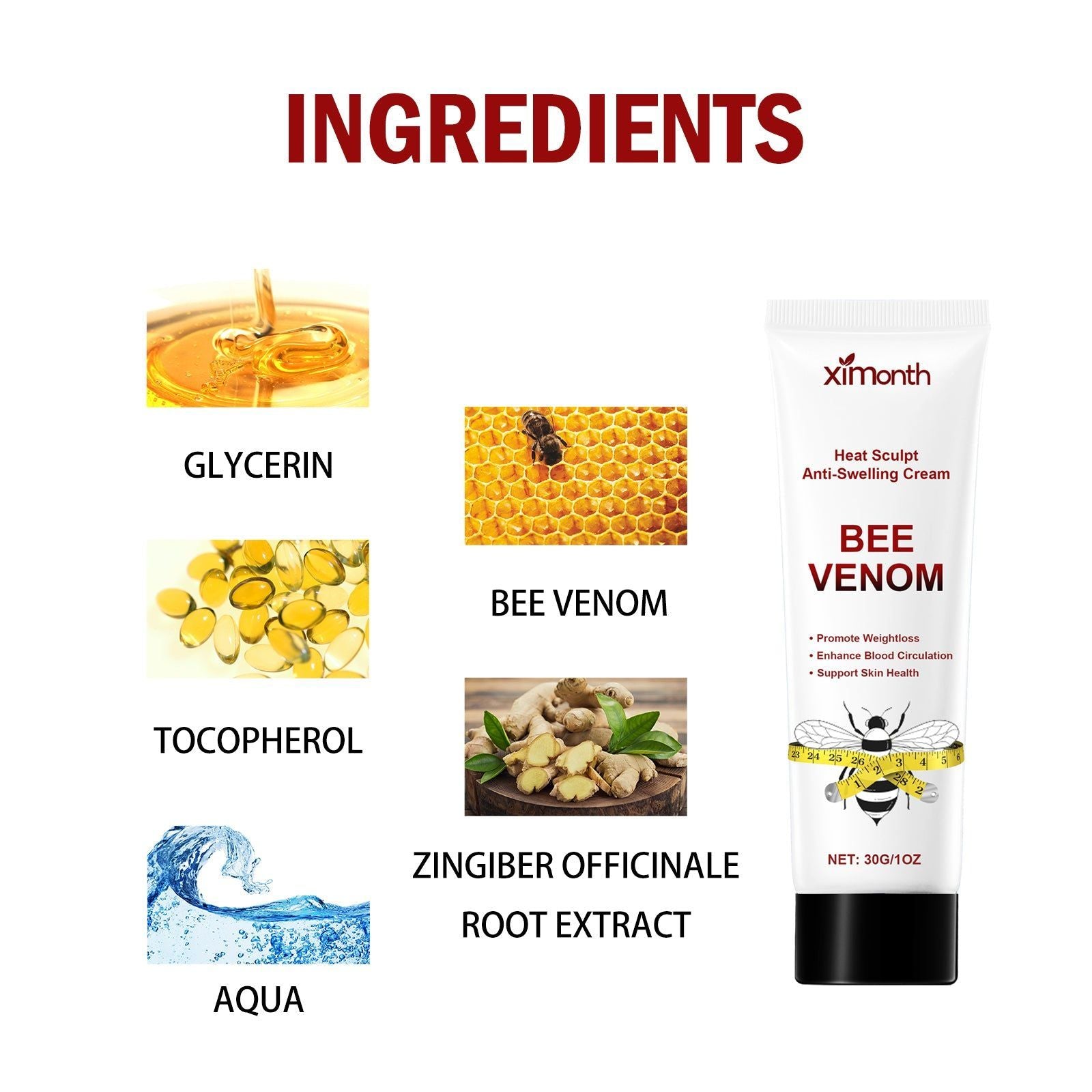 Transform Your Body with Heat Sculpt Anti-Swelling Cream, Boost Circulation, Firm & Tone ,30g