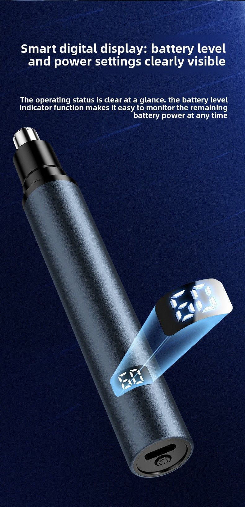 USB Nose Hair Trimmer with LED Display