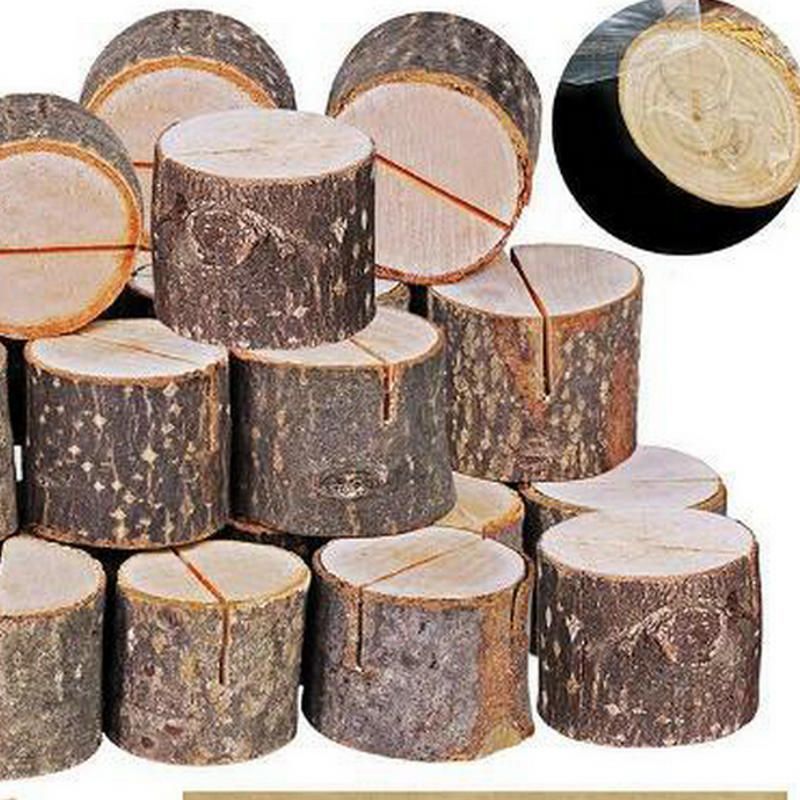20pcs Wooden Place Card Holder Wedding Table Photo Name Stand