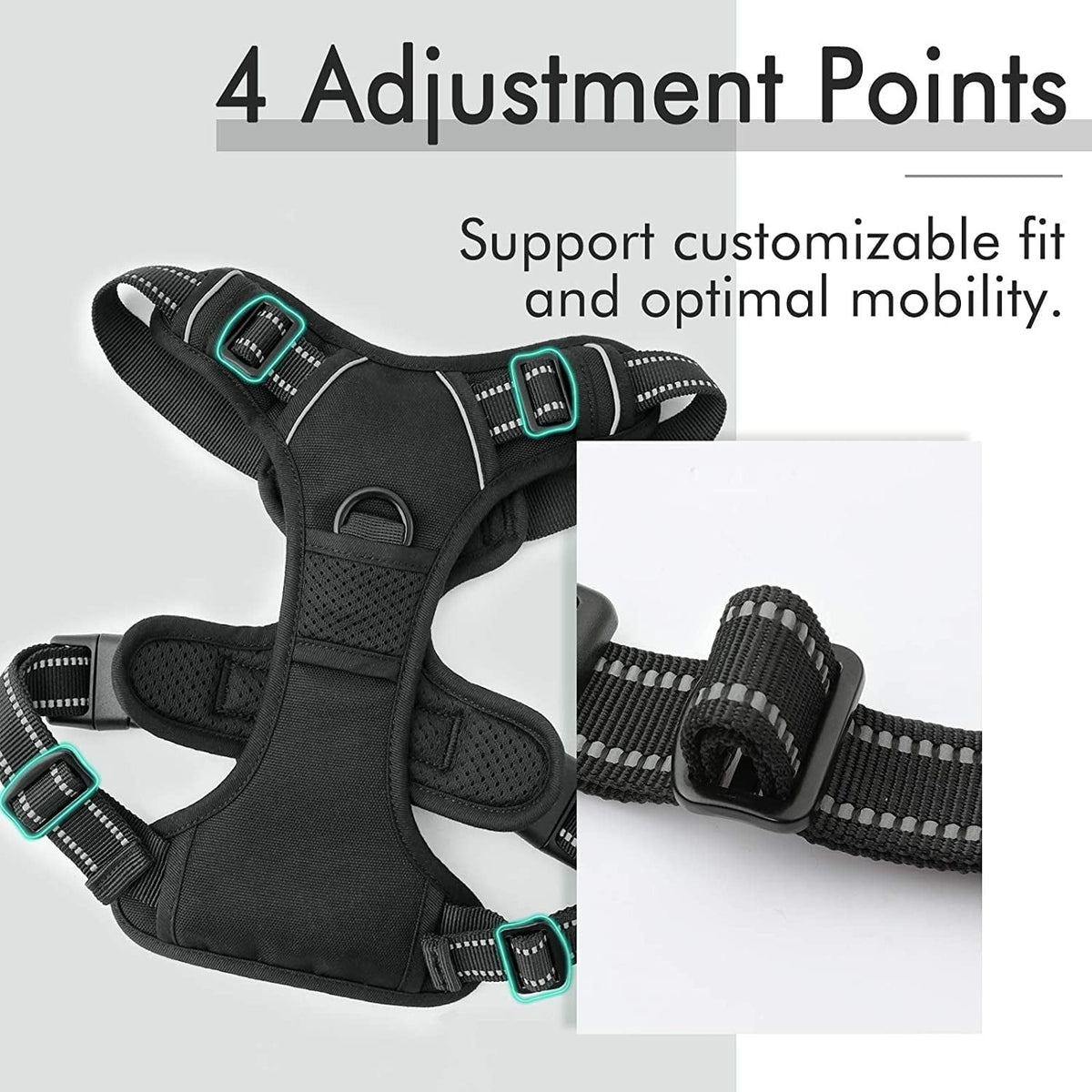 Dog Harness No Pull Pet Harness with 2 Leash Clips Adjustable Soft Padded Dog Vest