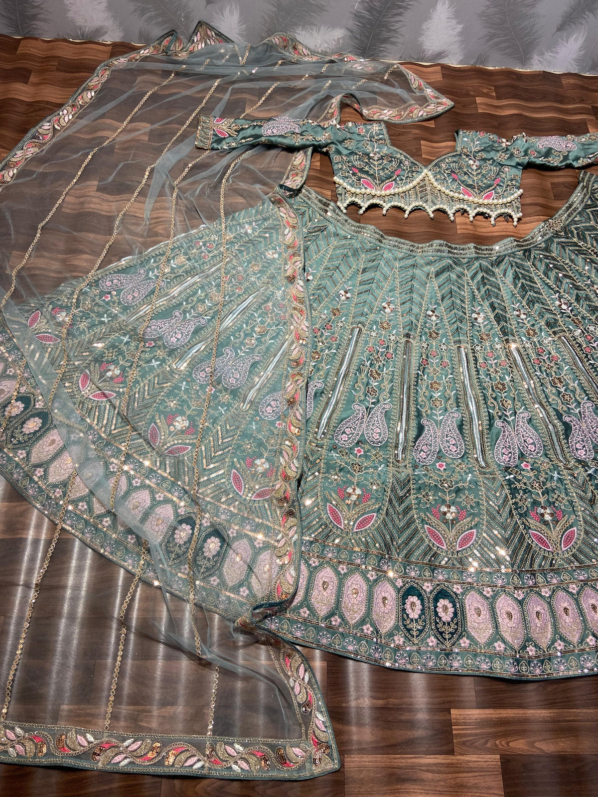 Fab Zone Designer Lehenga Choli With Hand Pearl Work