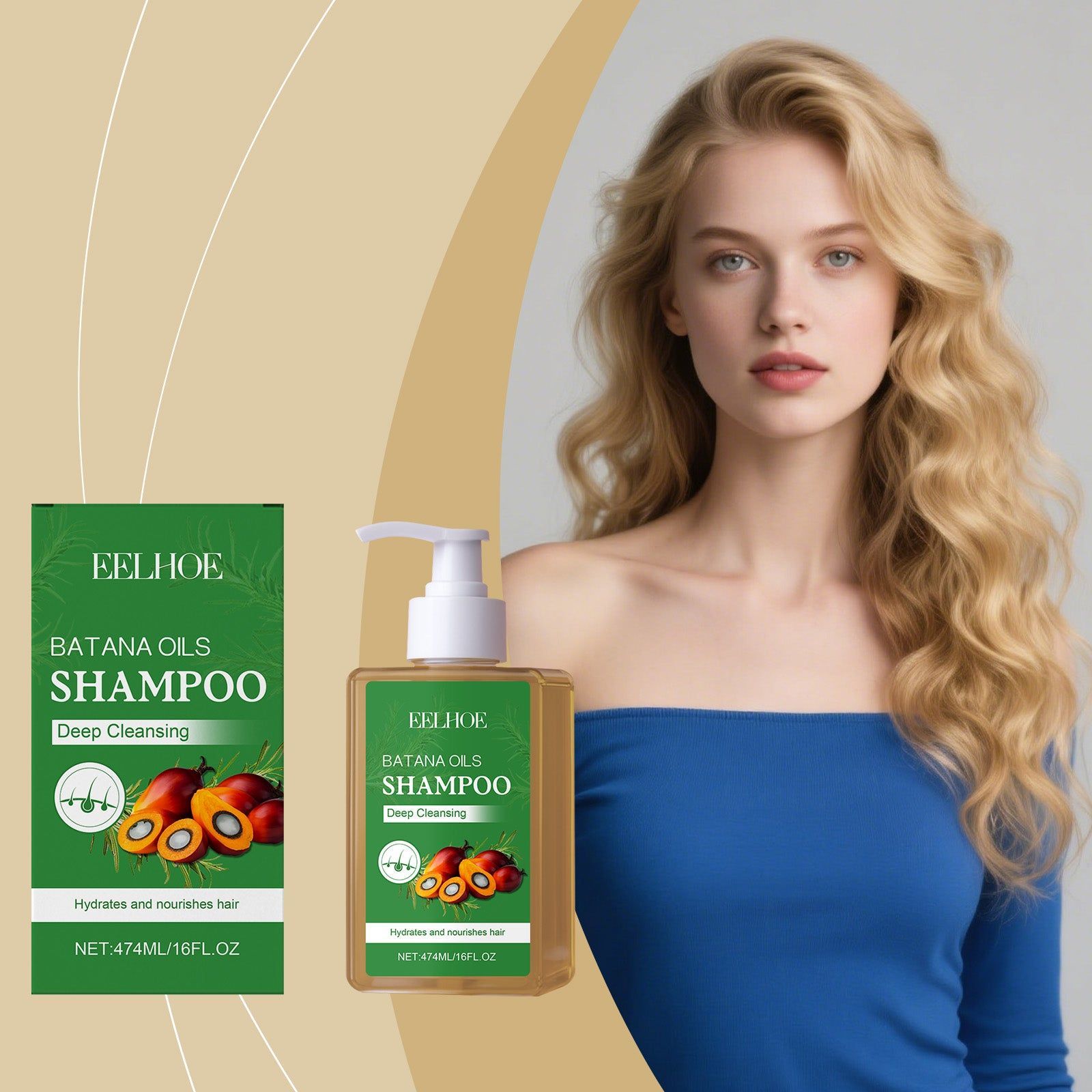 Batana Hair Care Shampoo, Deep Cleansing, Nourishing, Smooth, Shiny Hair ,474ml
