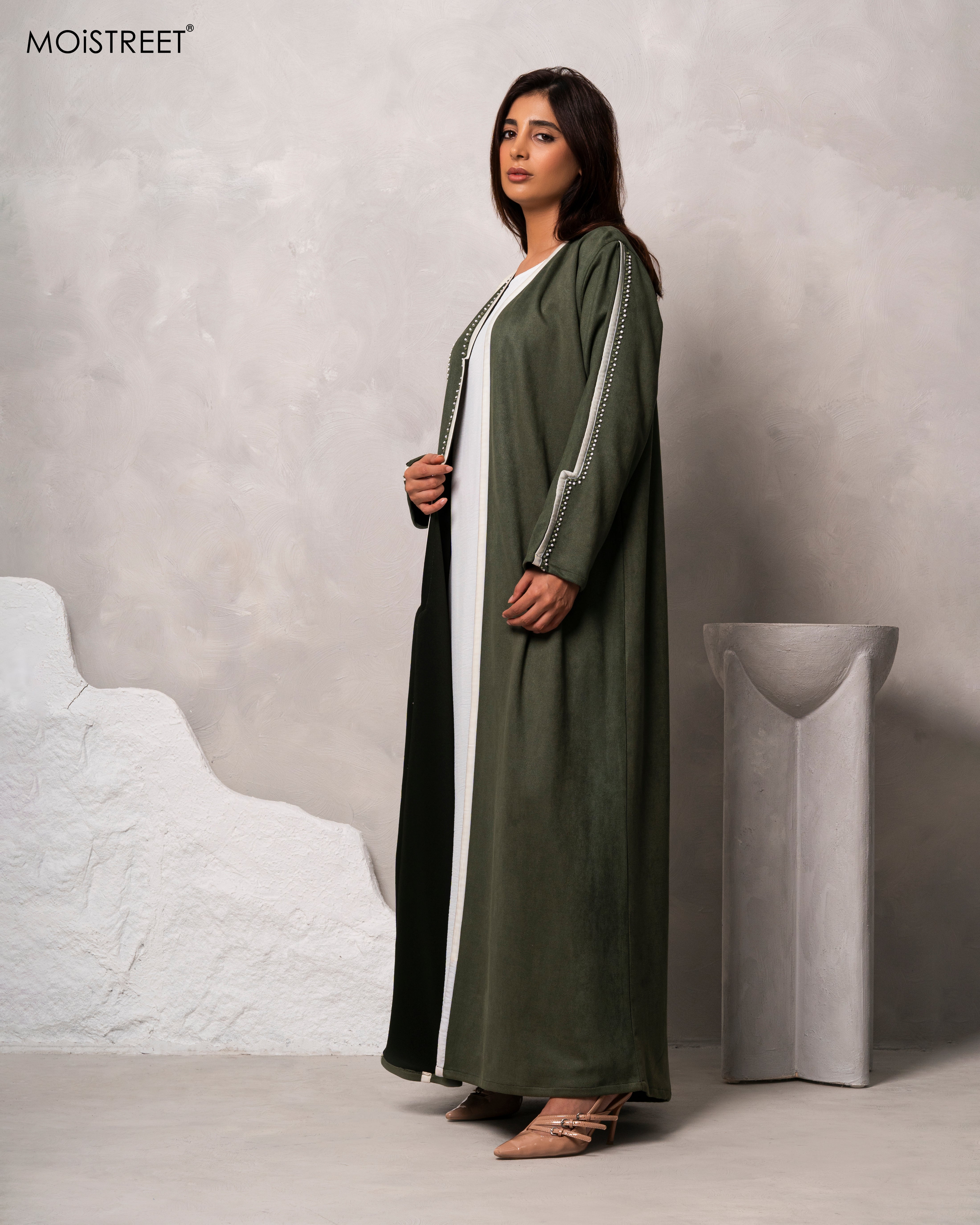MOiSTREET Handmade Suede Shamua Abaya